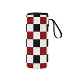 Black Red White Checker Neoprene Water Bottle Pouch/Small