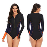 Women Diving One Piece Swimsuit Print Long Sleeve Women Swimwear Surfing Rashguard