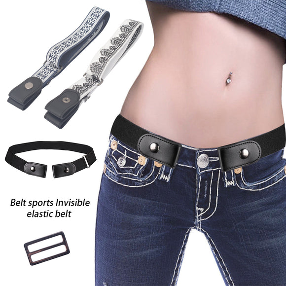 Buckle-free Stretch Invisible Elastic Waist Imitation Leather Belt
