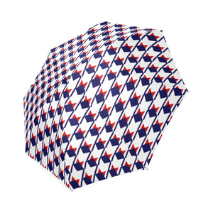 Red White Blue Houndstooth Foldable Umbrella