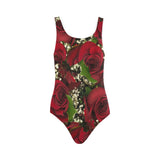 Carmine Roses Vest One Piece Swimsuit (Model S04)