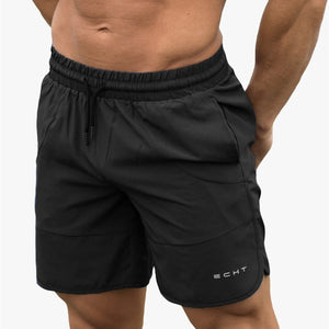 ECHT Men Sweatpants Solid Color Fitness Quick Dry Crossfit Sports Shorts