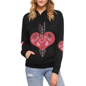Arrow Through Love Hearts All Over Print Hoodie (for Women)