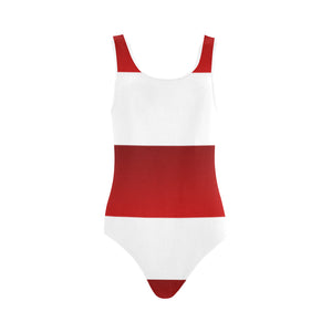 Red White Stripes Vest One Piece Swimsuit (Model S04)