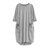 Feitong Plus Size Boho Womens Pocket Loose Crew Neck Mini Dress