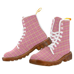 Pink Purple Plaid Martin Boots For Women Model 1203H