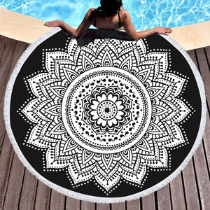 Black White Mandala Beach Towels Boho Swimwear Bathing Blanket