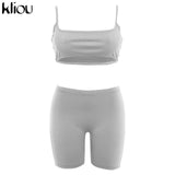 Women Two-Piece Sleeveless Strapless Solid Shorts Tracksuit Set