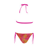 Yellow Red Damask Buckle Front Halter Bikini Swimsuit (Model S08)