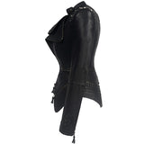 Women Faux Leather PU Black Motorcycle Jacket Outerwear Gothic Coat