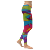 Rainbow Abstract Stars Low Rise Leggings (Invisible Stitch) (Model L05)