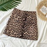 Sawesy Leopard Cotton High Waist Women Streetwear A line Mini Skirt