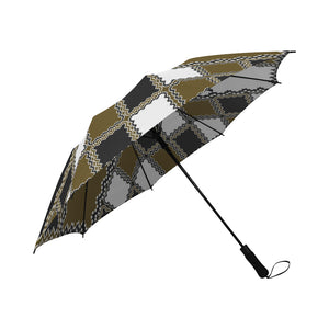 Black White Madras Semi-Automatic Foldable Umbrella (Model U05)