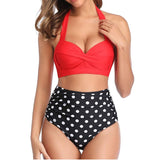 Women's High Waist Florial Print Tankini Halter Bikini Set Swimwear Bathing Suit Plus Sizes