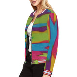 Rainbow Abstract Stars All Over Print Bomber Jacket for Women (Model H21)