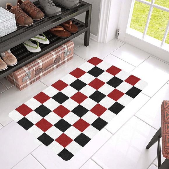 Black Red White Checker Doormat 30