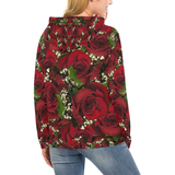 Carmine Roses Women's All Over Print Hoodie (USA Size) (Model H13)