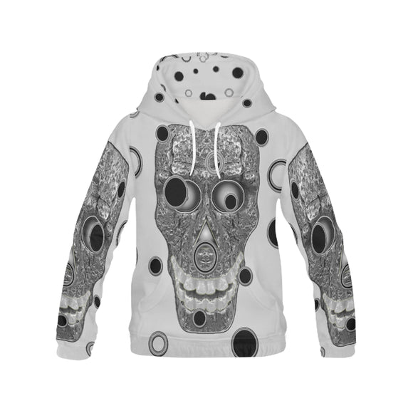Cod Grey Skull Polka Dots Head All Over Print Hoodie for Men (USA Size) (Model H13)