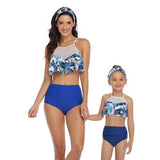 Rubylong Ruffles Mom Kid Matching Swimsuit Brazilian High Waist Bikini Set Push Up