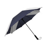 Blue White Stripes Semi-Automatic Foldable Umbrella (Model U05)