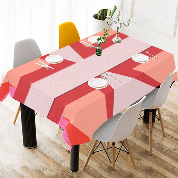 Shades of Red Patchwork Cotton Linen Tablecloth 52