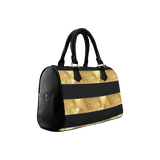 Black Gold Stripes Boston Handbag (Model 1621)