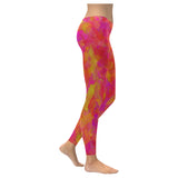 Yellow Red Damask Low Rise Leggings (Invisible Stitch) (Model L05)