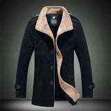 Men Fleece Plus Velvet Thick Coat Slim Fit Trench Windproof Jacket