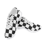 Black White Checker Women's Running Shoes/Large Size (Model 020)