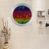 Rainbow Stars Silver Color Wall Clock