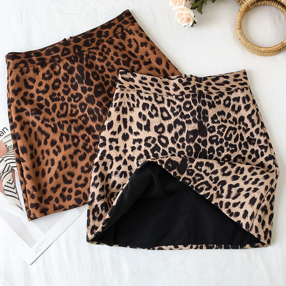 Sawesy Leopard Cotton High Waist Women Streetwear A line Mini Skirt