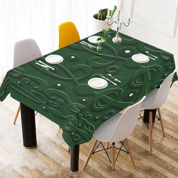 Dark Fern Cotton Linen Tablecloth 52