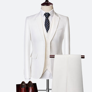 Wedding Prom Slim Fit Tuxedo Men Formal Business Suits 3Pcs Set (Jacket+Pants+Vest)