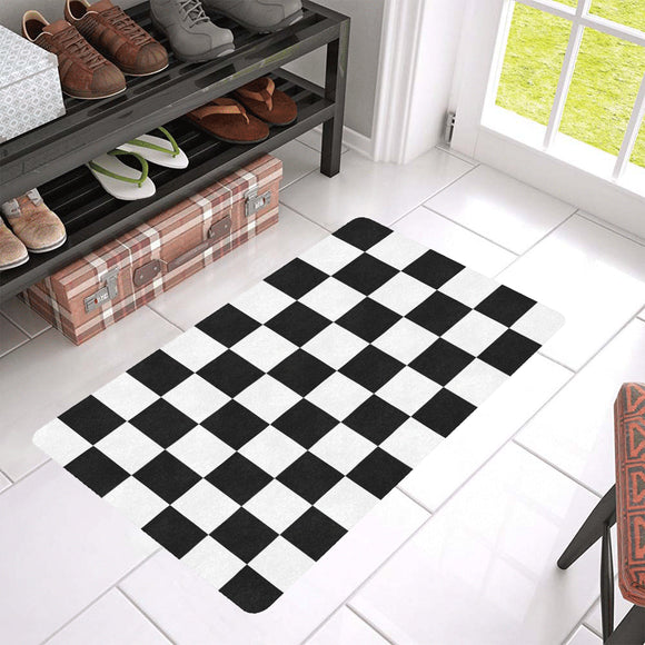 Black White Checkered Doormat 30