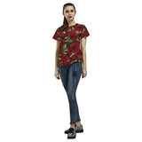 Carmine Roses All Over Print T-Shirt for Women (USA Size) (Model T40)