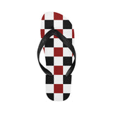Black Red White Checker Flip Flops for Men/Women (Model 040)