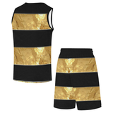 Black Gold Stripes All Over Print Basketball Uniform