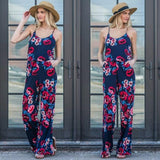 Women Super Comfy Floral Jumpsuit Sling Print Loose Piece Trousers