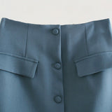Women Solid Buttons Long Sleeve Coat Vintage Street Mini Skirt