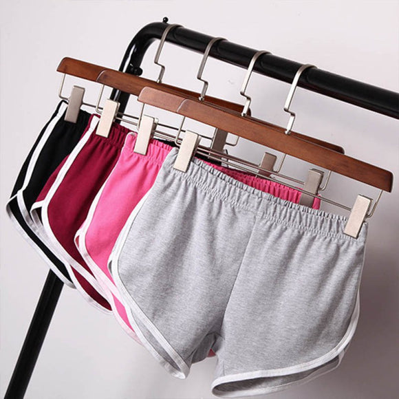 Women Solid Color White Side Stripe Workout Waistband Mini Skinny Shorts