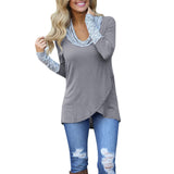 Women t-shirt O-Neck Stripe Long Sleeve Sweatshirt Stripe Cotton Blend Top