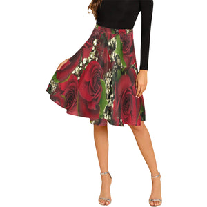 Carmine Roses Melete Pleated Midi Skirt (Model D15)