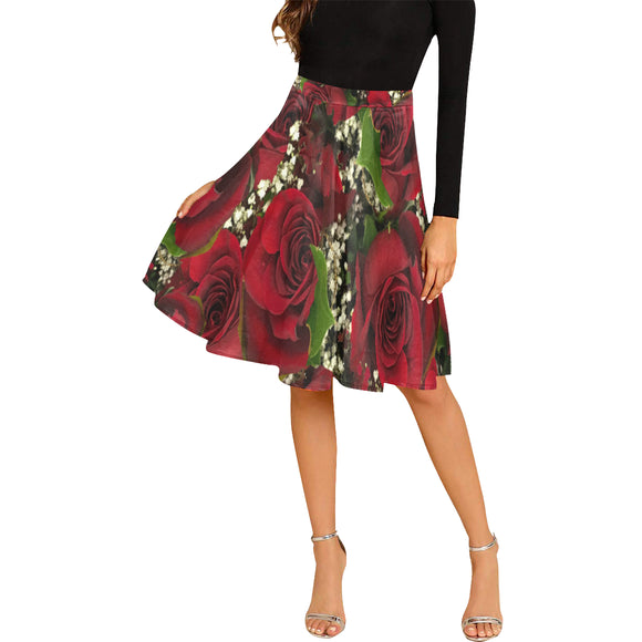 Carmine Roses Melete Pleated Midi Skirt (Model D15)