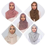 Women Pearl Chiffon Multi Colors Solid Shawl Headscarf