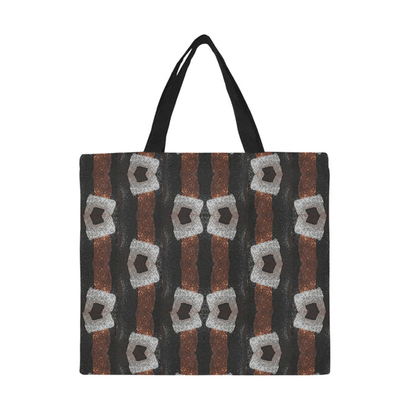 Brown Cocoa Bark All Over Print Canvas Tote Bag/Large