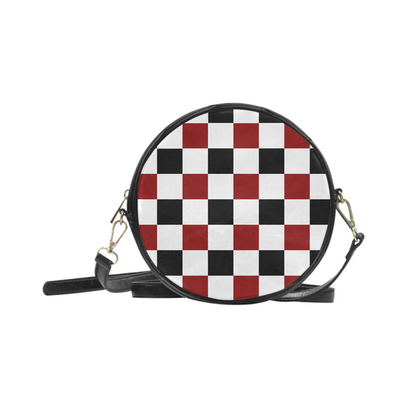 Black Red White Checker Round Sling Bag Model 1647