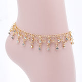GUVIVI Round Beaded Bohemian Anklet Women Gold Layers Leaf Barefoot Sandals Jewelry Gift