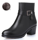 AIYUQI Genuine Leather Women Boots Thick Wool Lined