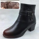 AIYUQI Genuine Leather Women Boots Thick Wool Lined