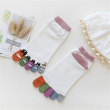 Cute Print Happy Socks Colorful Toe Funny Five Finger Harajuku Cotton